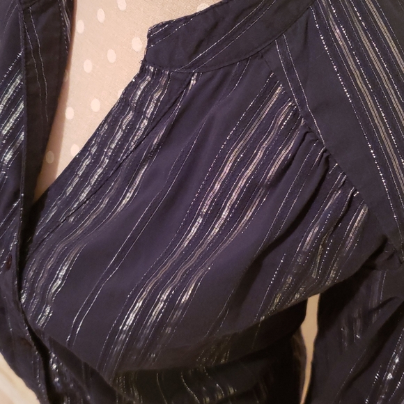 "A.n.a" silver stripe navy button down - Picture 2 of 5